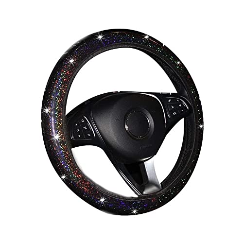 TASEKI Lenkradabdeckung Bunte Hot Stamping Luxus Kristall Strass Auto Bedeckt Lenkrad Zubehör Auto Lenkradabdeckung Auto Lenkradbezug(11 Star Yellow) von TASEKI