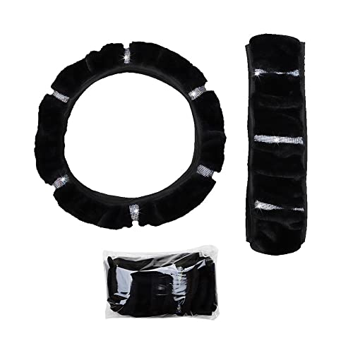 TASEKI Lenkradabdeckung Lenkradabdeckung Auto-Styling Für Frauen 37-38cm Weiches Plüsch Strass Auto Lenkradabdeckung Winter Interieur Zubehör Auto Lenkradbezug(5) von TASEKI