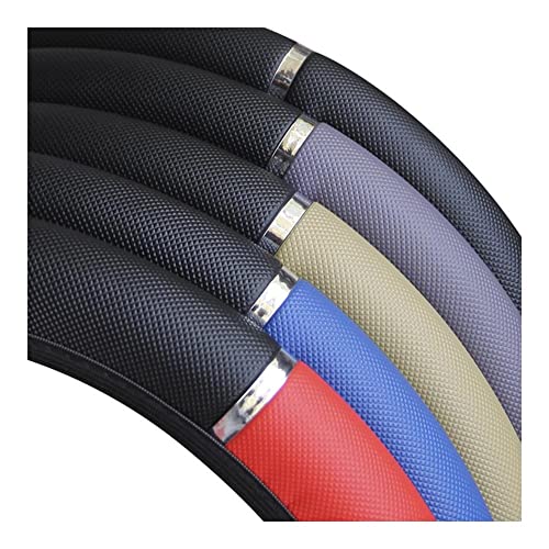 TASEKI Lenkradabdeckung Metallstreifen Anti-Rutsch-Muster Kunstlederabdeckungen Für 37-38cm Durchmesser Auto-Lenkrad Universal Auto-Lenkradabdeckung Auto Lenkradbezug(1 UK) von TASEKI