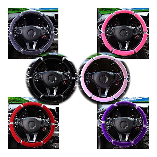 TASEKI Lenkradabdeckung Universal 37-38cm Lenkradabdeckung Protector Dekoration Weich Plüsch Strass Auto Lenkradabdeckung Innenraum Teile Zubehör Auto Lenkradbezug(1 UK) von TASEKI