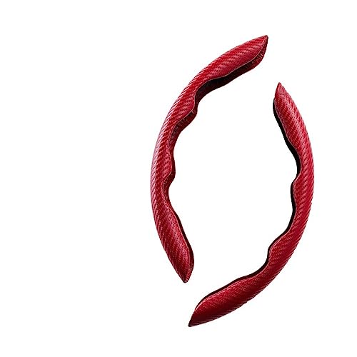 TASEKI Lenkradabdeckung Universal Car Steering Wheel Booster Cover Anti-Rutsch Auto Interior Dekoration Zubehör 1Paar Rot Carbon Fiber Look Auto Lenkradbezug(1 UK) von TASEKI