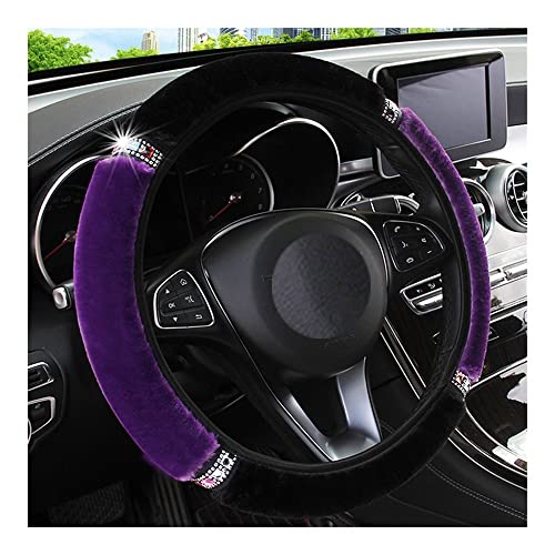 TASEKI Lenkradabdeckung Weicher Plüsch Strass Auto Lenkradabdeckung Lenkradabdeckung Auto-Styling Universal 37-38cm Durchmesser Innenraum Zubehör Auto Lenkradbezug(09) von TASEKI