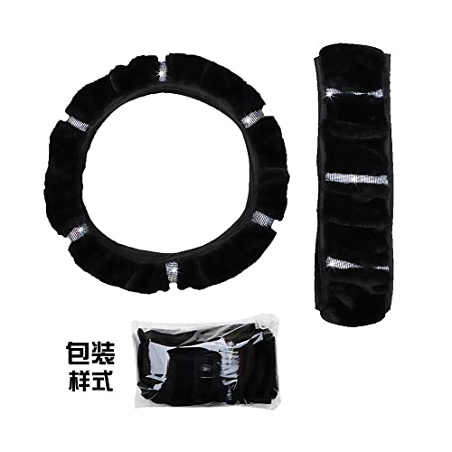 TASEKI Lenkradabdeckung Winter-Interieur-Accessoires Lenkrad-Abdeckung Auto-Styling Für Frauen 37-38cm Weicher Plüsch Strass Auto-Lenkrad-Abdeckung Auto Lenkradbezug(09) von TASEKI