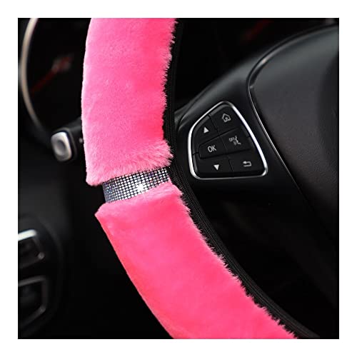 TASEKI Lenkradabdeckung Winter-Interieur-Accessoires Lenkradabdeckung Auto-Styling Für Frauen 37-38cm Weicher Plüsch Strass Auto-Lenkradabdeckung Auto Lenkradbezug(11 Star Yellow) von TASEKI