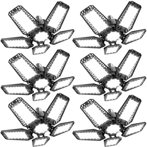 TASINUO Garagenlampe LED 160W 6 Stück, 16000LM 6500K Sehr Helle LED Werkstatt Deckenleuchte, Deckenlampe mit 5+1 Verstellbaren Panel, E27 Kellerlampe für Garage Werkstatt Lager Keller von TASINUO