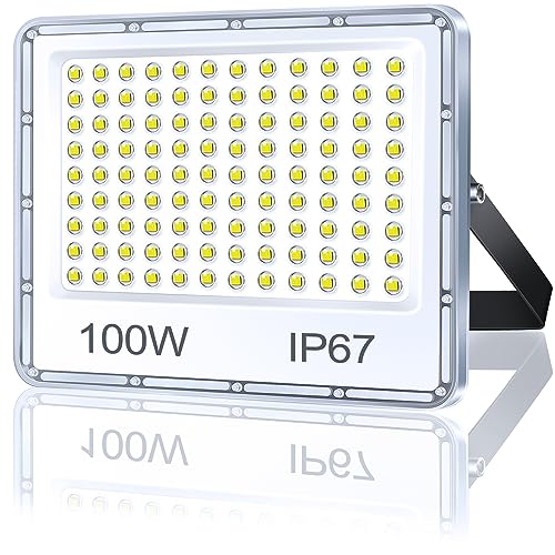 TASINUO LED Strahler Außen 100W, 10000LM Superhell Fluter Außen, IP67 Wasserdicht Aussenstrahler, 6500K Kaltweiß Außenstrahler LED Scheinwerfer für Garten, Garage, Hof, Fabrik, Werkstatt, Türen von TASINUO