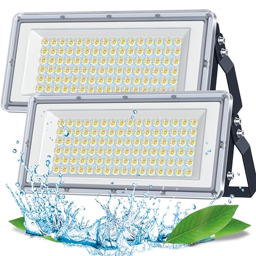 TASINUO LED Strahler Außen 100W 2 Stück, 10000LM Superhell Fluter Außen, Aussenstrahler Wasserdicht IP67, 7000K Außenstrahler LED Scheinwerfer 85-265V für Garten, Garage, Fabrik, Sportplatz von TASINUO