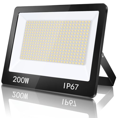 TASINUO LED Strahler Außen 200W, IP67 Wasserfest LED Fluter Flutlicht, 20000LM 7000K Kaltweiß Superhell Scheinwerfer Aussenstrahler für Lager, Garten, Garage, Hof, Parkplatz von TASINUO