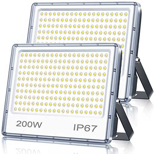 TASINUO LED Strahler Außen 200W 2 Stück, 20000LM Superhell Fluter Außen, IP67 Wasserdicht Aussenstrahler, 6500K Kaltweiß Außenstrahler LED Scheinwerfer für Garten Garage Hof Fabrik Werkstatt Magazin von TASINUO