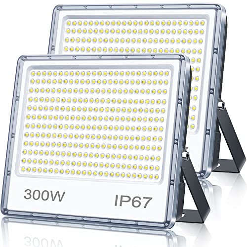 TASINUO LED Strahler Außen 300W 2 Stück, 30000LM Superhell Fluter Außen, IP67 Wasserdicht Aussenstrahler, 6500K Kaltweiß Außenstrahler LED Scheinwerfer für Garten Garage Hof Fabrik Werkstatt Magazin von TASINUO