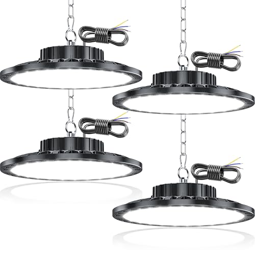 TASINUO LED Werkstatt Deckenleuchte 100W 4 Stück,10000LM 7000K UFO Industrielampe Hallenstrahler Werkstattlampe, IP65 Wasserdicht Kellerlampe, Garagenlampe LED Strahler für Fabriken Garage Lager von TASINUO