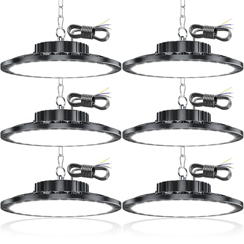 TASINUO LED Werkstatt Deckenleuchte 100W 6 Stück,10000LM 7000K UFO Industrielampe Hallenstrahler Werkstattlampe, IP65 Wasserdicht Kellerlampe, Garagenlampe LED Strahler für Fabriken Garage Lager von TASINUO