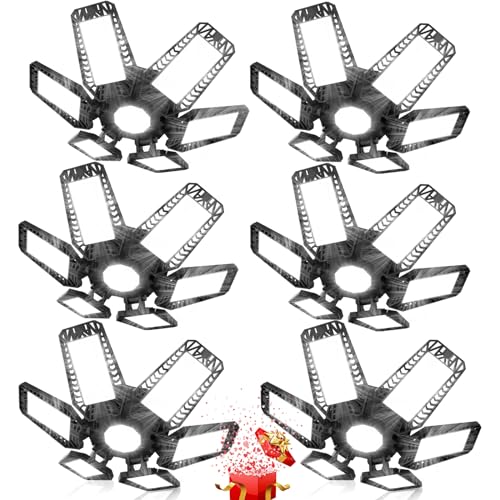 TASINUO Garagenlampe LED Werkstattlampe 185W 6 Stück, 18500LM 7000K LED Werkstatt Deckenleuchte, Verformbar 6+1 Paneelen Kellerlampe, E27 Hallenstrahler für Garage Werkstatt Lager Keller Gym von TASINUO