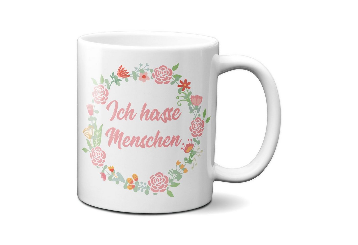 TASSENKING Tasse, ICH HASSE MENSCHEN - Tasse Floral von TASSENKING