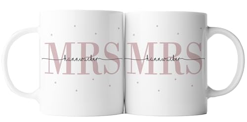 2er Set Tasse Mrs + Mrs | Keramik | Hochzeitstag | Jahrestag | Ehe | Paar | Verlobung | Hochzeit | Geschenk | personalisiert (MRS & MRS - Weiß) von TASSENPALAST