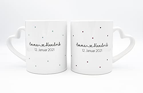 2er Set Tasse Set Mr + Mrs | Hochzeitstag | Jahrestag | Ehe | Paar | Verlobung | Hochzeit | Geschenk | personalisiert | Mrs + Mrs | Mr + Mr (MRS & MRS - Weiß Herzhenkel) von TASSENPALAST