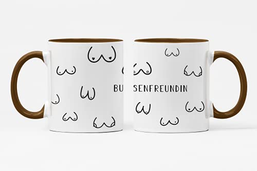 Lustige Tasse Busenfreundin | Keramik | BFF, Geburtstagsgeschenk, Geschenkidee, Geschenk Frauen, beste Freundin, Tasse Brüste (Henkel + Innen Braun) von TASSENPALAST