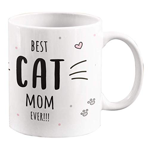 Personalisierte Kaffee-Tasse [Best Cat Mom] oder stolzer [Best Cat Dad] personalisierte Geschenke für Katzenbesitzer - 330 ml - verschiedene Designs (Katzenmama - Weiß) von TASSENPALAST