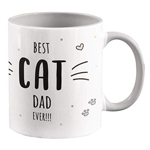 Personalisierte Kaffee-Tasse [Best Cat Mom] oder stolzer [Best Cat Dad] personalisierte Geschenke für Katzenbesitzer - 330 ml - verschiedene Designs (Katzenpapa - Grau) von TASSENPALAST