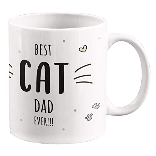Personalisierte Kaffee-Tasse [Best Cat Mom] oder stolzer [Best Cat Dad] personalisierte Geschenke für Katzenbesitzer - 330 ml - verschiedene Designs (Katzenpapa - Weiß) von TASSENPALAST
