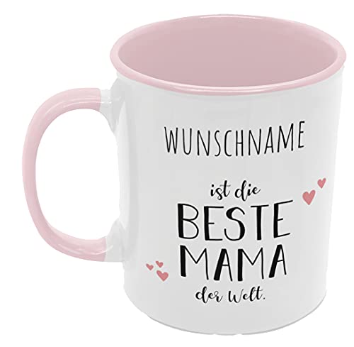 Personalisierte Kaffee-Tasse mit eigenem Wunschnamen zum Muttertag | Für die beste Mama zum Geburtstag | Weihnachten (Rosa, Beste Mama) von TASSENPALAST