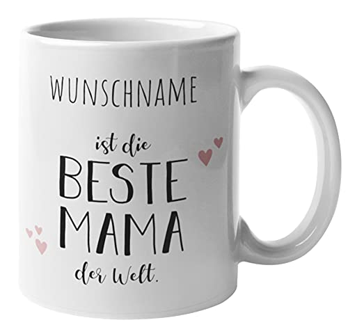 Personalisierte Kaffee-Tasse mit eigenem Wunschnamen zum Muttertag | Für die beste Mama zum Geburtstag | Weihnachten (Weiß, Beste Mama) von TASSENPALAST