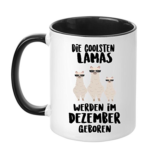 TassenTicker - ''Die coolsten Lamas werden im Dezember geboren'' -Geburtstags Tasse - hochwertige Qualität - Geschenke - Alpaka - (Dezember) von TassenTicker