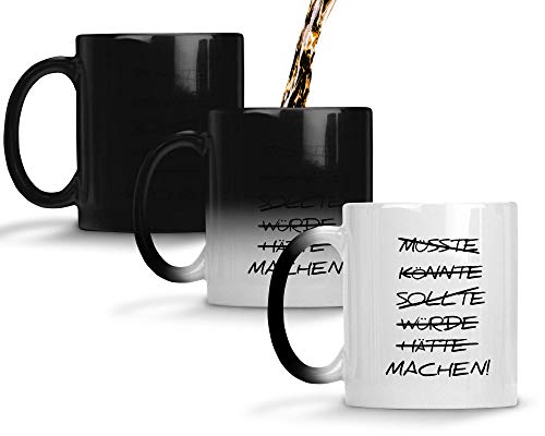 TassenTicker® - ''Machen'' - Geschenk Tasse - Farbwechseltasse mit Thermoeffekt - Keramik - Kaffee - Arbeit - 250 ml von TassenTicker