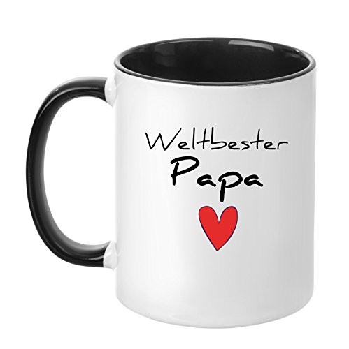 TassenTicker® - ''Weltbester Papa'' - Geschenk Tasse - hochwertige Qualität - Kaffee - Vatertag - Tasse für Papa - Vater (Schwarz) von TassenTicker