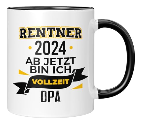 TASSENTICKER - Ab jetzt bin ich Vollzeit Opa - Renteneintritt - Rente 2024 - Geschenk für den Opa - Großvater - Kaffeetasse - Rentner - Renteneintrittsgeschenk - Schwarz von TASSENTICKER