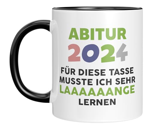 TASSENTICKER - Abitur 2024 - Für diese Tasse ich sehr lange lernen - Abi 24 - Geschenkidee - Schulabschluss - Lustiger Spruch - Geschenk zum Abitur - Schwarz von TASSENTICKER