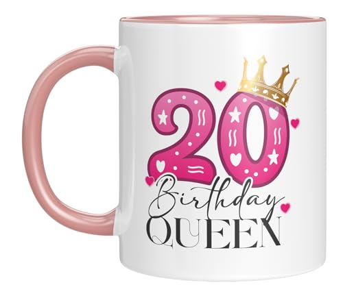 TassenTicker - Birthday Queen - Kaffeebecher - 20. Geburtstag - Jubiläum - runder Geburtstag - Geburtstagsgeschenk - Geschenkidee - Frauen - pink von TassenTicker