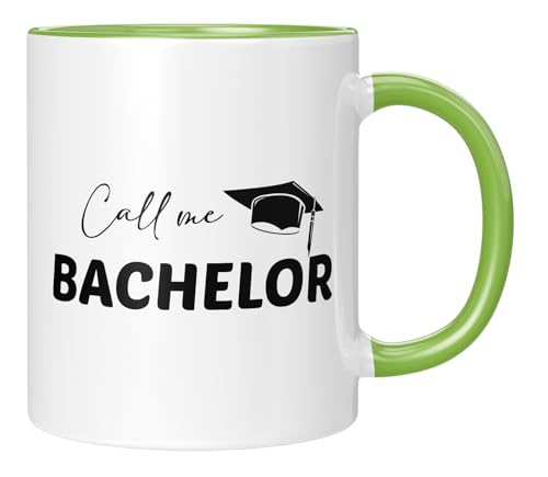 TASSENTICKER - Call me a Bachelor - Geschenk zum Bachelor - Geschenkidee - Prüfung bestanden - Abschluss - Lustiger Spruch - Kaffeetasse - Grün von TASSENTICKER