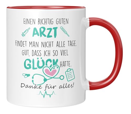 TASSENTICKER - Danke für Alles - Tasse mit Spruch - Dankeschön - Kaffeetasse für Arzt - Geschenkidee - Arztgeschenk - Abschiedsgeschenk (Rot) von TASSENTICKER