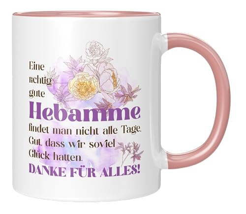 TassenTicker - Eine richtig gute Hebamme - Kaffeetasse - Geschenk für Hebammen - Tasse mit Spruch - Abschiedsgeschenk - Dankeschön - Geschenkidee - Rosa von TassenTicker