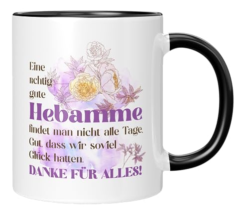 TassenTicker - Eine richtig gute Hebamme - Kaffeetasse - Geschenk für Hebammen - Tasse mit Spruch - Abschiedsgeschenk - Dankeschön - Geschenkidee - Schwarz von TassenTicker