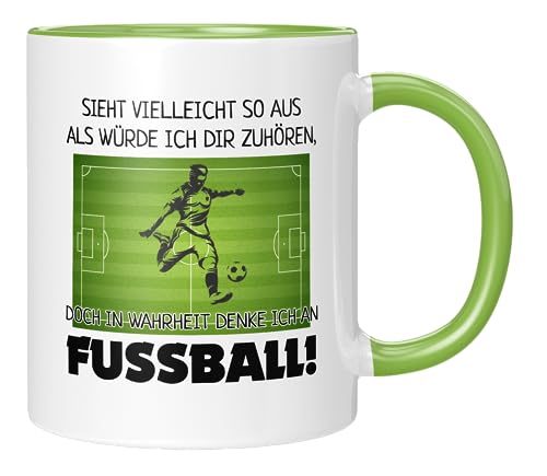 TassenTicker - Fussball Tasse - Kaffeetasse - Fussballtasse - Mann - Kind - Geschenke - Geschenkidee - Keramik - 330 ML - Grün von TassenTicker