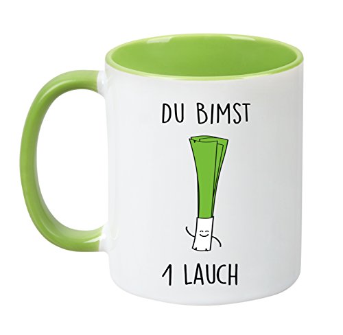 TassenTicker ''Halo du bimst 1 Lauch beidseitig Bedruckt - Teetasse - Kaffeetasse - Tasse (Grün) von TassenTicker