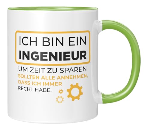 TassenTicker - Ich bin ein Ingenieur - Tasse mit Spruch - Geschenk - lustig - Witzig - Geschenkidee - Kaffeebecher - Grün von TassenTicker
