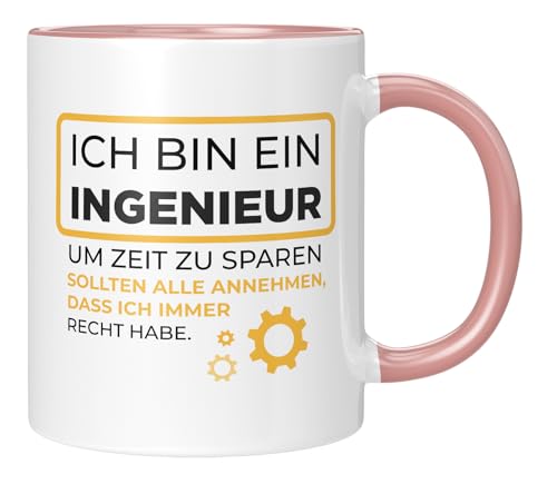 TASSENTICKER - Ich bin ein Ingenieur - Tasse mit Spruch - Geschenk - lustig - Witzig - Geschenkidee - Kaffeebecher - Rosa von TASSENTICKER