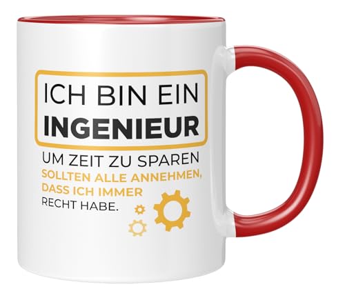 TassenTicker - Ich bin ein Ingenieur - Tasse mit Spruch - Geschenk - lustig - Witzig - Geschenkidee - Kaffeebecher - Rot von TassenTicker