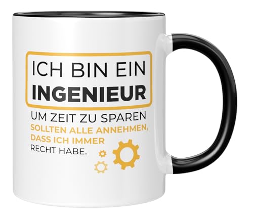 TassenTicker - Ich bin ein Ingenieur - Tasse mit Spruch - Geschenk - lustig - Witzig - Geschenkidee - Kaffeebecher - Schwarz von TassenTicker