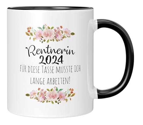 TASSENTICKER Keramik, Ruhestand Geschenk Frauen - Geschenkideen Zum Renteneintritt 2024 - Kaffeetasse Mit Schönem Spruch Für Diese Tasse Musste Ich Lange Arbeiten - Rentnerin Geschenke Frau - schwarz von TASSENTICKER