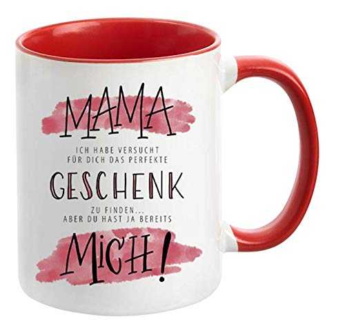 TASSENTICKER - Mama, ich Habe versucht Finden. Aber du hast ja bereits Mich! - Geschenk für Mama - Muttertag - Geburstag Mama (Rot) von TASSENTICKER