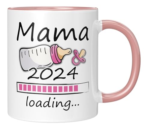 TassenTicker - Mama Loading 2024 - Geschenk zur Geburt - Schwangerschaft verkünden - Mädchen - Jungen -Geschenkidee - Schwangere Frau von TassenTicker