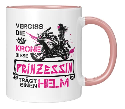 TassenTicker - Motorrad Tasse - Geschenke für Frauen Freundin Frau - Motorradfahrerin - Geschenkidee - Kaffeetasse - lustig - Bikerin - Becher (Rosa) von TassenTicker