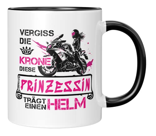TASSENTICKER - Motorrad Tasse - Geschenke für Frauen Freundin Frau - Motorradfahrerin - Geschenkidee - Kaffeetasse - lustig - Bikerin - Becher (Schwarz) von TASSENTICKER