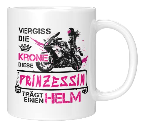 TassenTicker - Motorrad Tasse - Geschenke für Frauen Freundin Frau - Motorradfahrerin - Geschenkidee - Kaffeetasse - lustig - Bikerin - Becher (Weiss) von TassenTicker