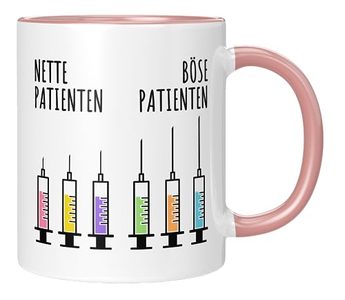 TassenTicker - Nette Patienten - Böse Patienten - Danke schön - Geschenk - Kaffeetasse - Abschied - Abschiedsgeschenk - Ärzte - Tasse Arzt - Rosa von TassenTicker