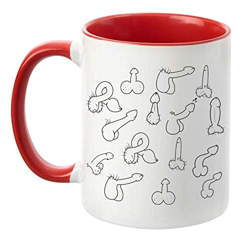 TASSENTICKER - "Penis Tasse - beidseitig Bedruckt - lustig - Motiv Tasse - pimmel Tasse - Büro - Geschenkidee (Rot) von TASSENTICKER